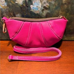 Pink Leather Wristlet